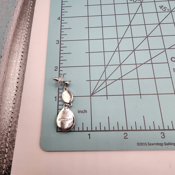 Givenchy Rhinestone Pierced Earrings Silvertone Clear - Picture 6 of 6